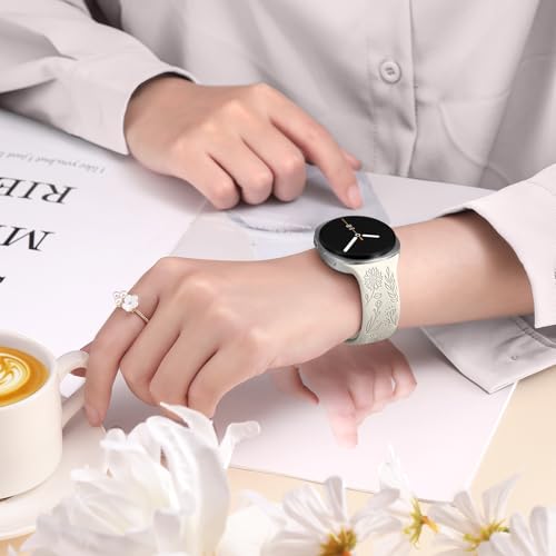 SNBLK Floral Engraved Bands Compatible with Galaxy Watch 8 Band 40mm 44mm/Galaxy Watch 8 Classic Band 46mm, 6 Pack Cute Flower Soft Silicone Sport Replacement Strap for Samsung Watch 8 Bands Women Men