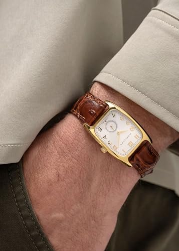 Hamilton American Classic Boulton Quartz Men's Watch, 27mm x 32mm Stainless Steel Case, Swiss Made, White Dial Analog Wrist Watch for Men, 30m Waterproof, Mineral Crystal, Cow Leather Strap