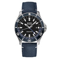 MIDO Ocean Star GMT - Swiss Automatic Watch for Men - 44mm Stainless Steel Case with Black Ceramic Rotating Bezel - Black Dial - Blue Fabric Strap - M0266291705100
