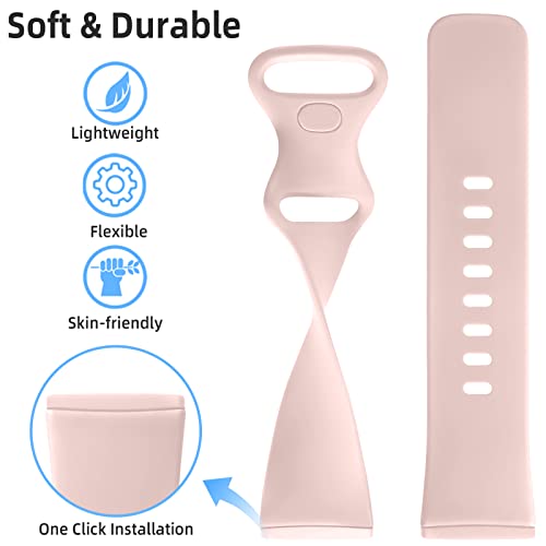 Getino Compatible with Fitbit Sense 2/ Sense Bands/Versa 4/ Versa 3 Bands Women Men, Silicone Sport Accessories Band, Small Black/Gray/Pink/White