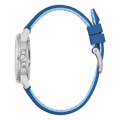 Bulova Ladies' Marine Star Automatic Stainless Steel Case and Blue Silicone Strap, Mother of Pear Dial Style:96l324