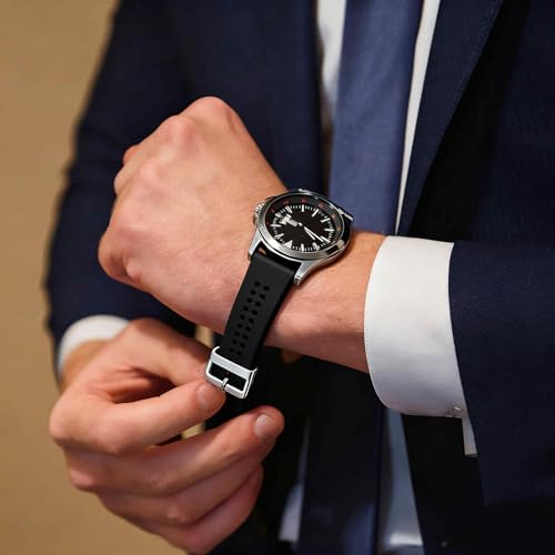 HARFINGTON Silicone Watch Bands 26mm Width Waterproof Quick Release Rubber Watch Bands with Silver Buckle for Men Women, Dark Blue