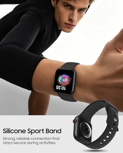 TreasureMax Sport Band Compatible with Apple Watch Bands 38mm 40mm 41mm 42mm 44mm 45mm 46mm 49mm Men Women, Soft Silicone Strap for iWatch Series 11 10 9 8 7 6 5 4 3 2 1 Ultra SE Black