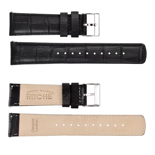 Ritche Quick Release Leather Watch Bands Genuine Leather Watch Strap for Samsung Galaxy Watch 6 Classic 43mm 47mm 40mm 44mm 18mm, 20mm or 22mm for Men and Women