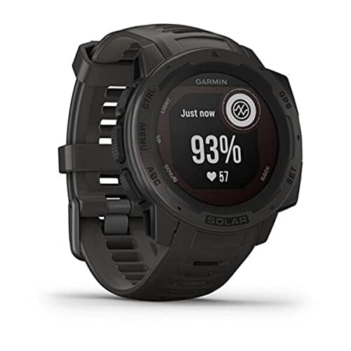 Garmin Instinct Solar, Solar-Powered Rugged Outdoor Smartwatch, Built-in Sports Apps and Health Monitoring, Graphite (Renewed)