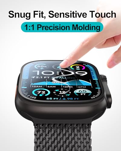 Smiling 3 Pack Screen Protector Compatible with Apple Watch Ultra 3/Ultra 2/Ultra 49mm and Auto-alignment Installation Frame, Anti-Scratch Tempered Glass Screen Protector, Bubble Free, Touch Sensitive