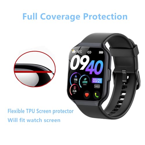 Aemus Screen Protector Compatible for Coucur, Fempoin Y66 Smart Watch 1.96" (6 Pack) Clear TPU Soft Film Compatible for HOMOGO K51 / Motast P99 / taopodo P98 Smart Watch