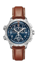 Hamilton Khaki Aviation X Quartz Men's Watch, 46mm Stainless Steel Case, Swiss Made, Blue Dial Analog Wrist Watch for Men, 100m Waterproof, Sapphire Crystal, Cow Leather Strap