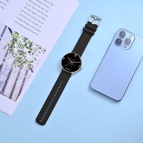 ANBEER Silicone Watch Band 22mm Quick Release Rubber Watch Straps for Men Women,Black with Silver Stainless Steel Buckle
