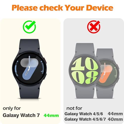 Misxi 2-Pack Hard PC Screen Protector Case for Samsung Galaxy Watch 7 44mm, Anti-Slip Ultra-Thin Scratch Resistant Cover with Tempered Glass for Galaxy Watch7, Transparent