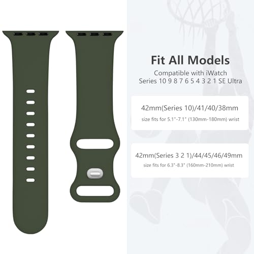Lenrao Compatible with Apple Watch Bands for Men,Sport Silicone Band Compatible with Apple Watch Bands 44mm 45mm 46mm 42mm 49mm/for iWatch Bands for Men/Watch Series 11/10/9/8/7/6/5/4/3/2/1 SE Ultra