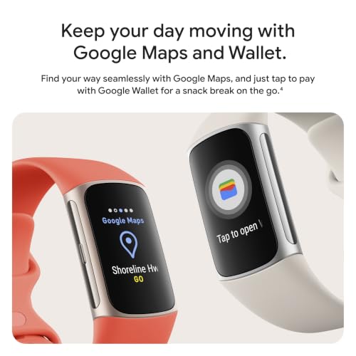 Fitbit Charge 6 Fitness Tracker with Google Apps - Heart Rate on Exercise Equipment - 3-Month Google Health Premium Membership Included - Health Tools - Obsidian/Black - Small&Large Bands Included
