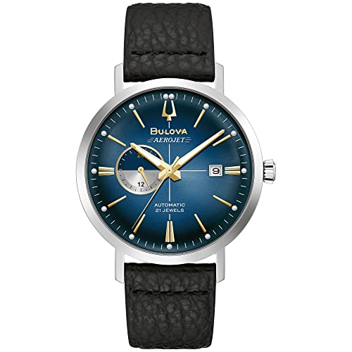 Bulova Men's Vintage Aerojet 4-Hand Automatic Watch, Open Aperture, Hack Feature, 24 Hour Time, Calendar Date, Double Curved Mineral Crystal, Luminous Hands, 41mm