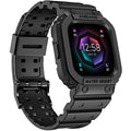 amBand Compatible for Fitbit Versa 4/3/2/ Fitbit Versa Lite/Fitbit Sense 2/ Fitbit Sense Bands with Case, Protective Smartwatch Case Strap Rugged Sport Protector Wristbands Men Black