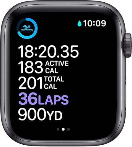 Apple Watch Series 6 (GPS, 44mm) - Space Gray Aluminum Case with Black Sport Band (Renewed)