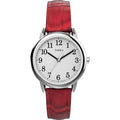 Timex Women's Easy Reader 30mm Watch – Silver-Tone Case White Dial with Red Croco Pattern Leather Strap