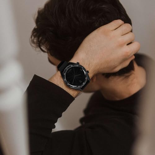 WOCCI 18mm Silicone Watch Band, Quick Release Rubber Replacement Strap with Black Stainless Steel Buckle (Black)