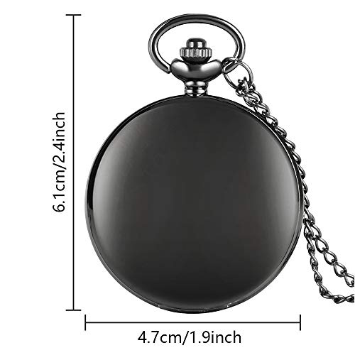 alladaga Set of 2 Classic Pocket Watch with Chain for Men and Women (Black Gold)