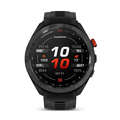 Garmin Approach S70 Golf Smartwatch, Full-Color CourseView Maps AMOLED Display, Advanced Shot Execution & Putt Alignment, Immersive Golfing Experience w/Signature Stand Power Bundle