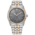 Citizen Men's Eco-Drive Corso Diamond, Gray Dial, Two-Tone Stainless Steel Bracelet Watch (Model: BM7646-55H)