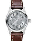 Hamilton Khaki Field Automatic Men's Watch, 38mm Stainless Steel Case, Swiss Made, Silver Dial Analog Wrist Watch for Men, 100m Waterproof, Sapphire Crystal, 3-Hand Movement, Cow Leather Strap