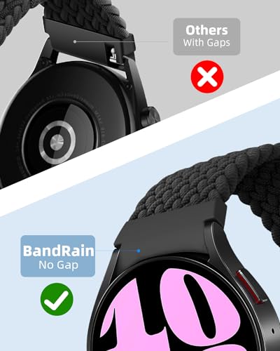 One Click No Gap Braided Bands Compatible with Samsung Galaxy Watch 7 6 4 5 FE Band 40mm 44mm/Galaxy Watch 6 4 Classic 47mm 43mm 42mm 46mm/Watch 5 Pro 45mm, 20mm Elastic Nylon Sport Strap Men Women