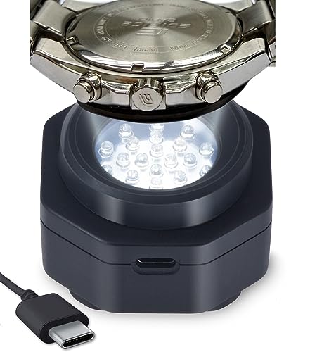 CoolFire (The Original) - USB-C UV Free Solar Watch Fast Charger for All Eco Solar Watches. Safe 24/7 Charging (No 8H Timer Needed). Reloj Hombre Portable Charger. BK