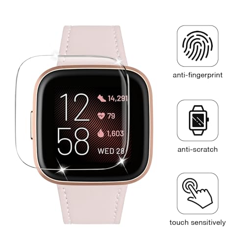 WFEAGL for Fitbit Versa Bands, Top Grain Leather Replacement Strap for Fitbit Versa/Versa 2 /Versa Lite/Versa SE Fitness Smart Watch (PinkSand Band+ Rosegold Buckle)