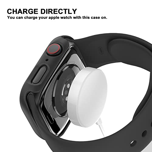 6 Pack Hard PC Case with Tempered Glass Screen Protector 44mm for Apple Watch SE 3/SE(2nd) Series 6/SE/5/4,Rontion Ultra-Thin Scratch Resistant Full Protective Bumper Cover for iWatch 44mm Accessorie