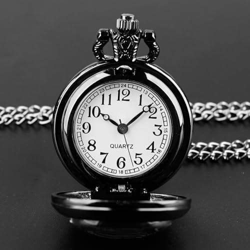 YIHAOYH Vintage Pocket Watch for Women Men Graphic Design Quartz Pocket Watches with Chain Pendant Christmas Birthday Gift with Box (Purple Rose)