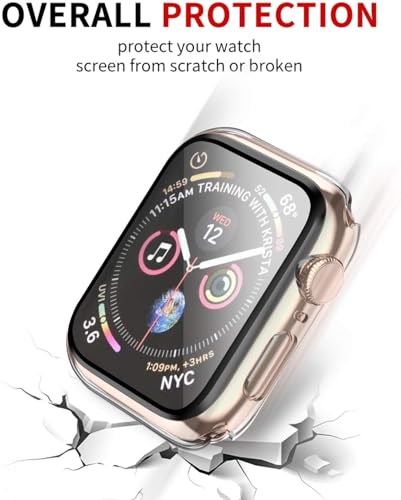 Smiling 2 Pack Case Compatible with Apple Watch SE 3 (2025)/ SE 2/ SE/Series 6/5/4 40mm with Tempered Glass Screen Protector, Hard PC Case Overall Protective Cover- Transparent
