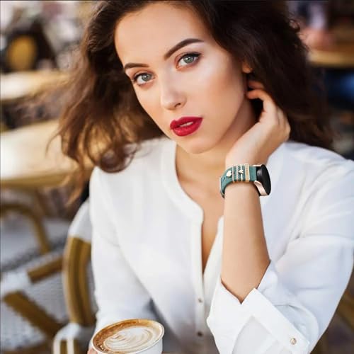 DaQin Flower Engraved Band Compatible with Samsung Galaxy Watch 7 Band/FE 6 5 4 40mm 44mm,Galaxy Active 2, 20mm Watch Band Soft Silicone Replacement Strap with Decorative Charms Accessories Women