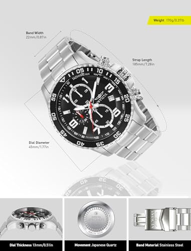 Invicta Men's 14875 Specialty Chronograph Black Textured Dial Stainless Steel Watch