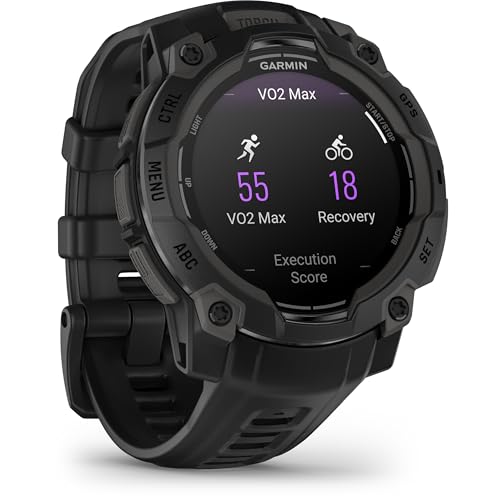 Garmin Instinct® 3 45mm, AMOLED Display, Rugged Outdoor GPS Smartwatch, Metal-Reinforced Bezel, Built-in Flashlight, Up to 18 Days of Battery Life, Black