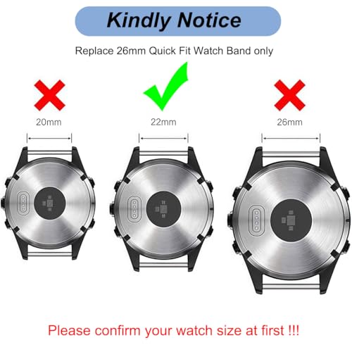 Watch Band for Garmin Fenix 6/Fenix 7/Fenix 8 (47mm)/Fenix 5/Fenix E (47MM), 22mm Silicone Watch Bands Quick Fit Strap for Garmin Smartwatch (Black)