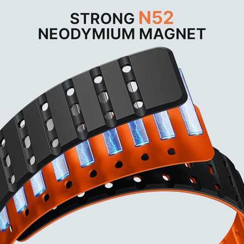 Bandletic Magnetic Sport Band Compatible with Samsung Galaxy Watch Ultra Bands (2025/2024) 47mm, Rugged Thin Soft Silicone Waterproof Strap Replacement Wristbands for Men Women, Black/Orange