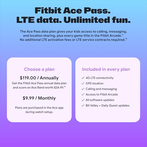 Fitbit Google Ace LTE - Kids Smartwatch with Call, Message, GPS, and Activity-Based Games, Ace Pass Data Plan Required - Mild - Strange Arcade