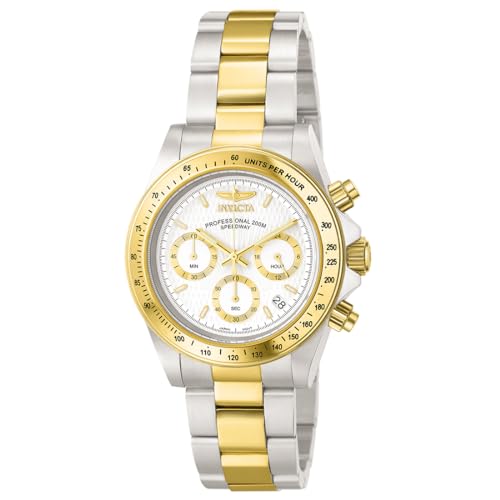 Invicta Men's Speedway 39.5mm Steel and Gold Tone Stainless Steel Chronograph Quartz Watch, Two Tone/White (Model: 9212)