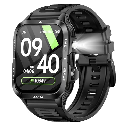 ALLENERGY Smart Watch for Men (Answer/Make Call) 1.96IN Waterproof SmartWatches with Flashlight 30+ Days Extra Long Battery Life 24/7 Fitness Tracker for 100+ Sport - Gift for Friend and Family