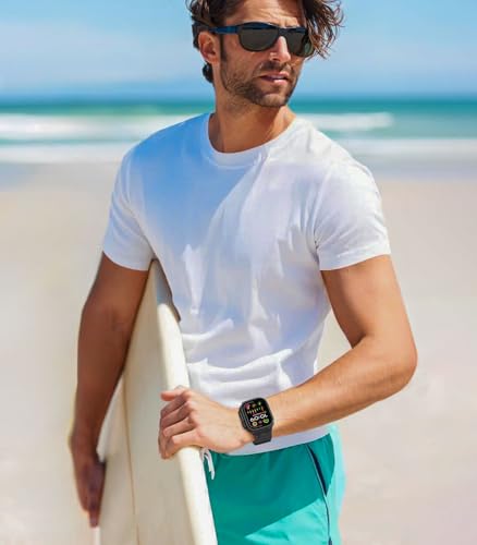 MoKo Ocean Band Compatible with Apple Watch Ultra 3/2/1 49mm, Upgraded Silicone Sports Bands 46mm 45mm 44mm for Men Women, Series 11/10/9/8/7/6/5 SE3/2/1 Breathable Strap with Metal Connector, A-Bk/Bk