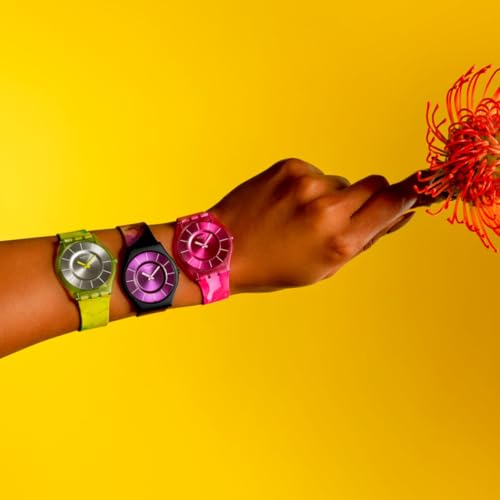 Swatch Skin Unisex Casual Watch Biosourced Black Quartz Water Resistant Paradise Bloom