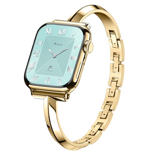Missair Thin Band Compatible with Apple Watch 38mm 40mm 41mm 42mm 44mm 45mm 46mm 49mm for Women, Slim Bracelet Designer Dressy Stainless Steel Metal Strap for iWatch Series 11 10 9 8 7 6 5 4 SE Ultra