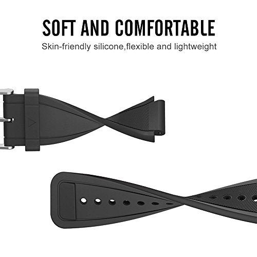 Meifox Compatible with Garmin Vivoactive Band,Solf Silicone Wristband Replacement Bands for Garmin Vivoactive Watch(Black)