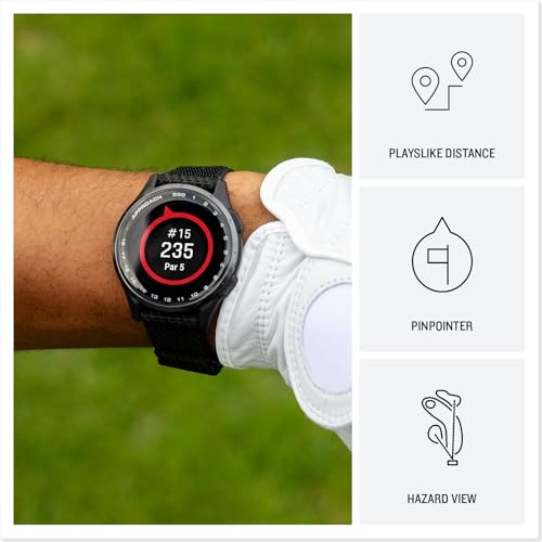 Garmin Approach® S50, Advanced Golf GPS Smartwatch, AMOLED Display, On-Course Features, Wrist-Based Heart Rate, Slate Aluminum Bezel with Black ComfortFit Nylon Band