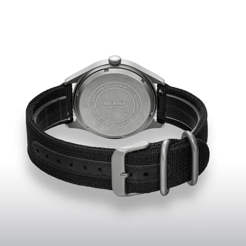 BERNY Automatic Titanium Watch for Men 10ATM Waterproof Men's Field Watch Super Luminous Male Analog Mechanical Military Wrist Watch AR Sapphire Crystal Date Calendar Birthday Present