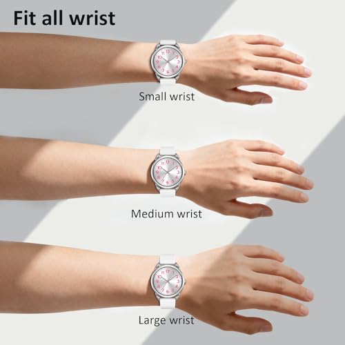 Bisley 35MM White Watch for Women Silicone Strap Pink Arabic Numeral Easy to Read Waterproof Watch Fit for Any Wrist Size
