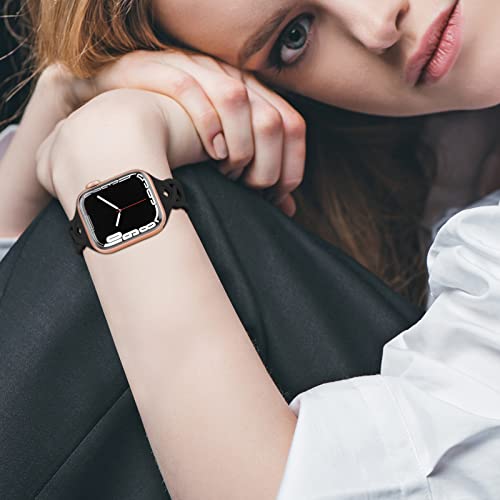 Braided Silicone Bands Compatible with Apple Watch 38mm 40mm 41mm 42mm 44mm 45mm 46mm 49mm for Women, Slim Thin Narrow Hollow-out Strap Cute for iWatch Ultra 2/3 SE 3 Series 11/10/9/8/7/6/5/4/3/2/1