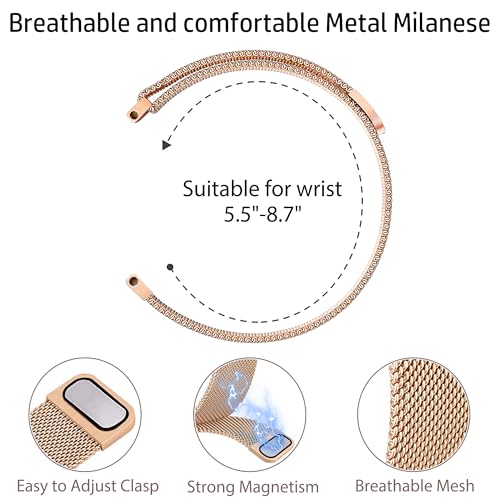 YGTIECS Soft Metal Bands Compatible with Galaxy Watch 7 Band 6 5 4 FE Active 2 40mm/44mm, 20mm Stainless Steel Milanese Strap for 6 Classic/5 Pro 45mm/4 Classic, for Samsung Watch Bands Women Men