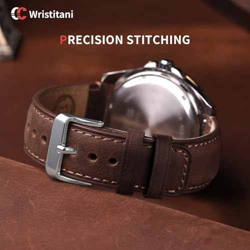 Wristitani 3 Pack Leather Watch Strap, 18mm 19mm 20mm 21mm 22mm 24mm Top Genuine Leather Watch bands for Men, Quick Release Vintage Wristband