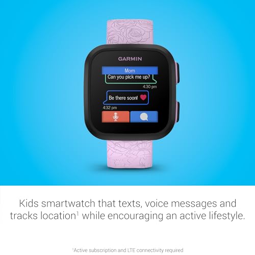 Garmin Bounce™, Kids Smartwatch, Two-Way Text and Voice Messaging, Location Tracking, Lilac Floral
